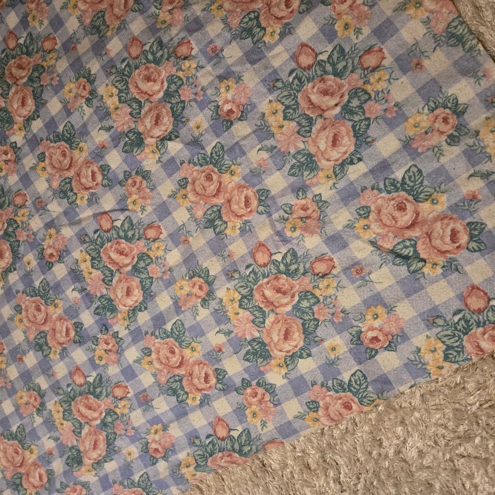 Floral Checkered Bedding Blanket Vintage Fashion Print Size home bed retro - Picture 8 of 15